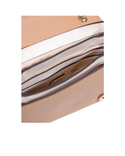 Guess White Noelle Saffiano Mini Crossbody