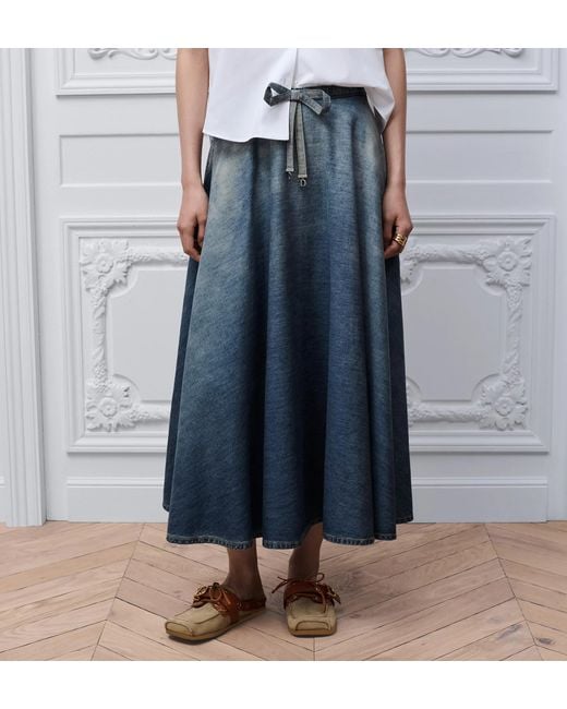 Dior Blue Mid-Length Belted Skirt