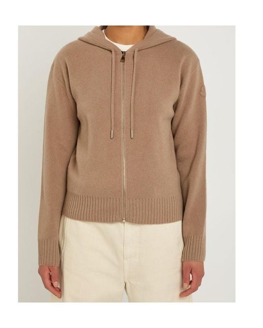 Moncler Brown Hooded Wool And Cashmere-Blend Cardigan