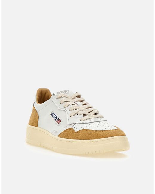 Autry White Perforated Low-Top Sneakers for men