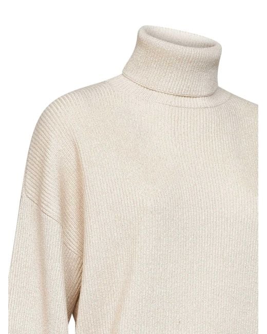 Brunello Cucinelli White Ribbed-Knit Roll-Neck Sweater