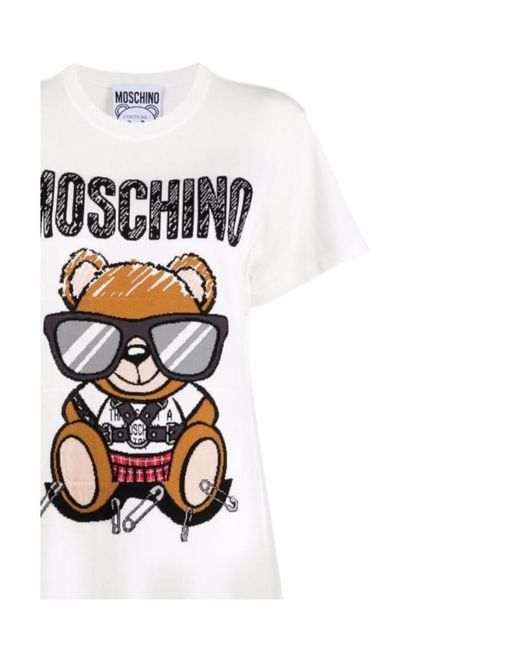 Moschino White A Round-Necked Logo Dress