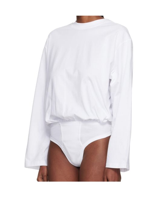 Jean Paul Gaultier White Mix Jersey Long Sleeves Bodysuit