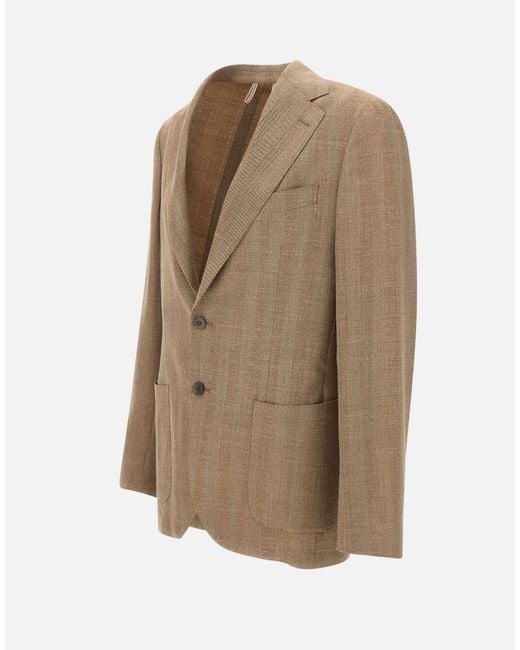 Biagio Santaniello Brown Single-Breasted Suit Jacket for men