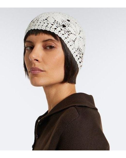 Magda Butrym White Crochet Cotton Beanie