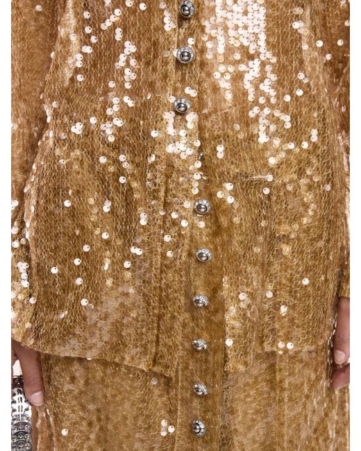 Rabanne Natural Sequin-Embroidered Shirt