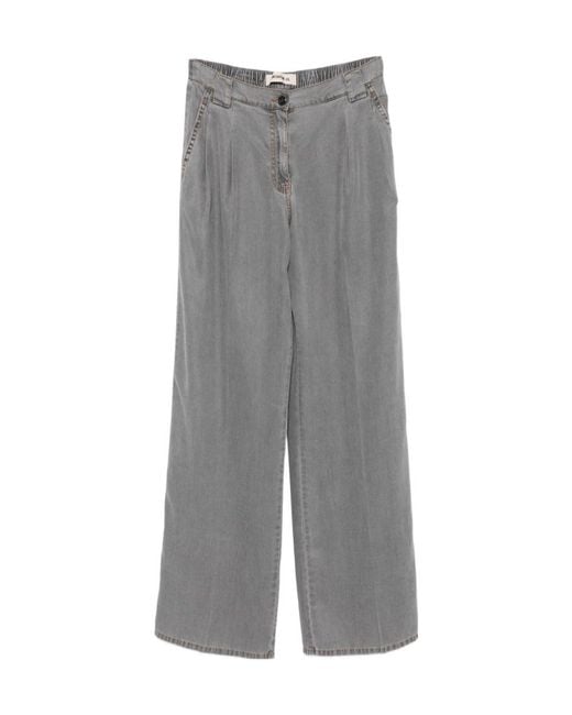 Semicouture Gray Debora Elasticated-Waist Trousers