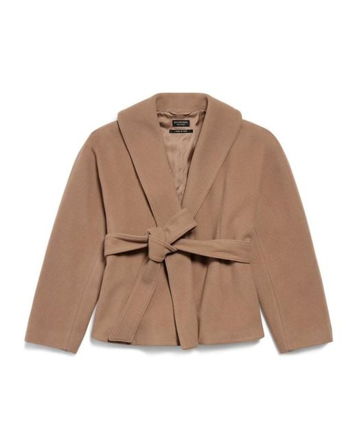 Balenciaga Brown Short Wrap Coat