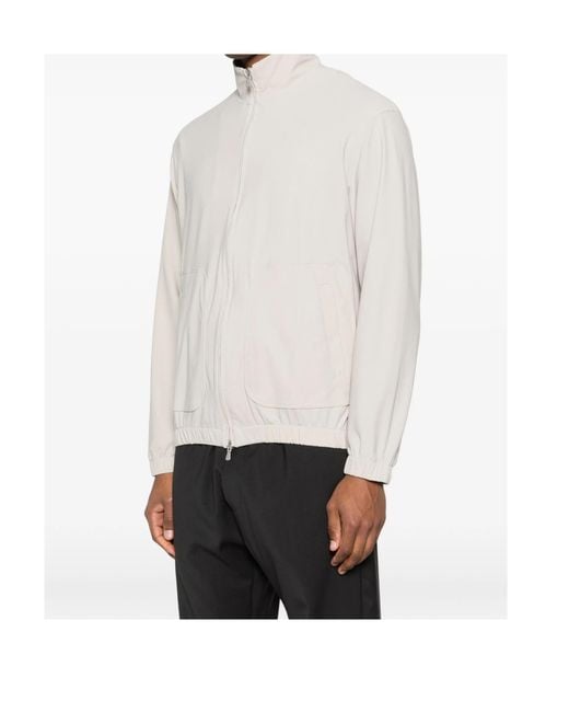 Eleventy White Zip-Up Stand-Collar Jacket for men