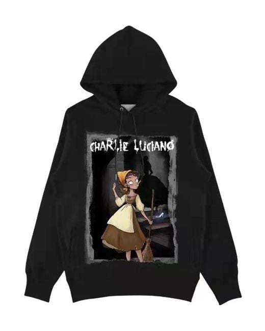 CHARLIE LUCIANO Black Hooded Hoodie for men