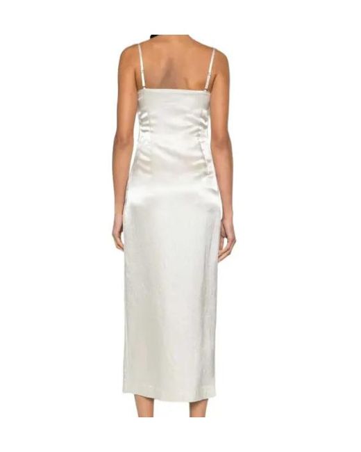 Nanushka White Ruched-Detailing Satin Midi Dress
