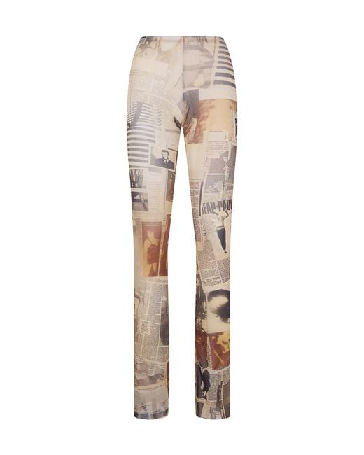 Jean Paul Gaultier Natural Newspaper Print Pants