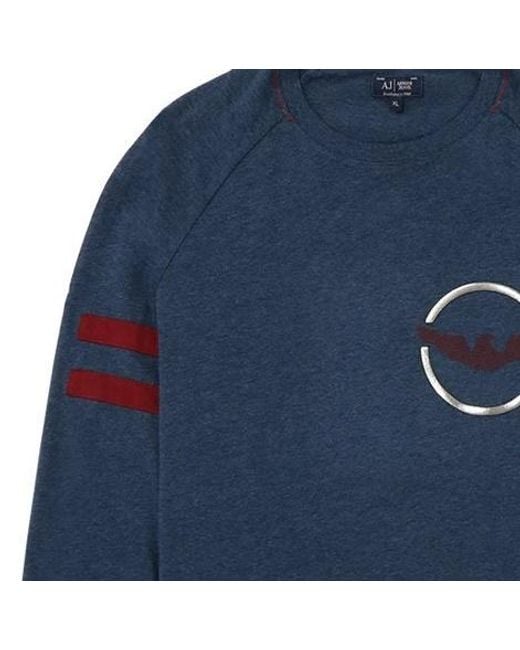 Armani Jeans Blue T-Shirt With Round Neck And Long Sleeves for men
