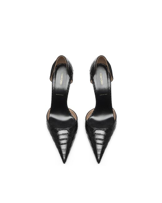 Tom Ford Black Semi Shiny Printed Python Spire D'Orsay Pump