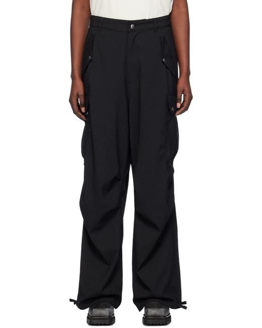 Rhude Black Textured-Finish Straight-Leg Cargo Pants for men