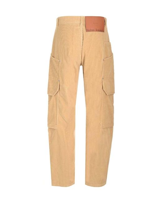 Palm Angels Natural Carrot Fit Corduroy Cargo Pants for men