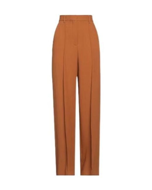 Tory Burch Brown Solid-Color High-Waisted Wide-Leg Pants