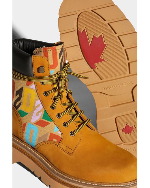 DSquared² Brown Ankle-Length Lace-Up Boots for men