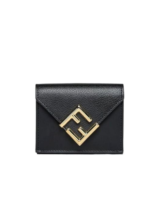 Fendi Black Logo Plaque Folded Wallet