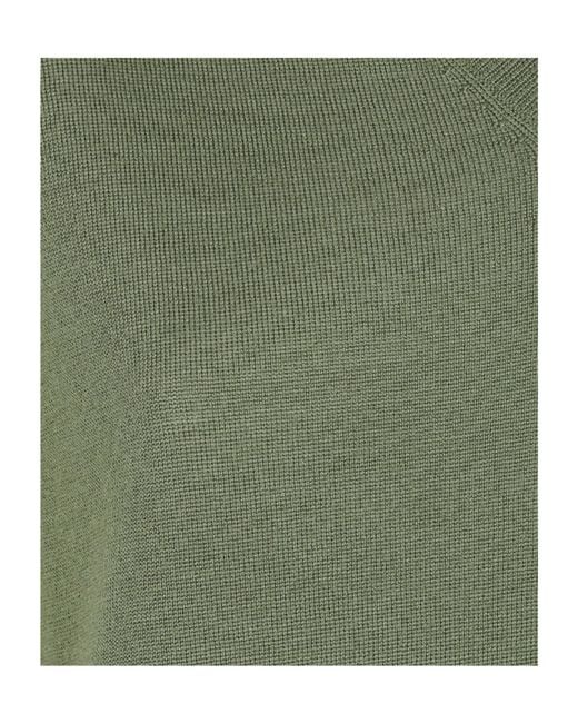 Aspesi Green Ribbed V-Neck Knit Top