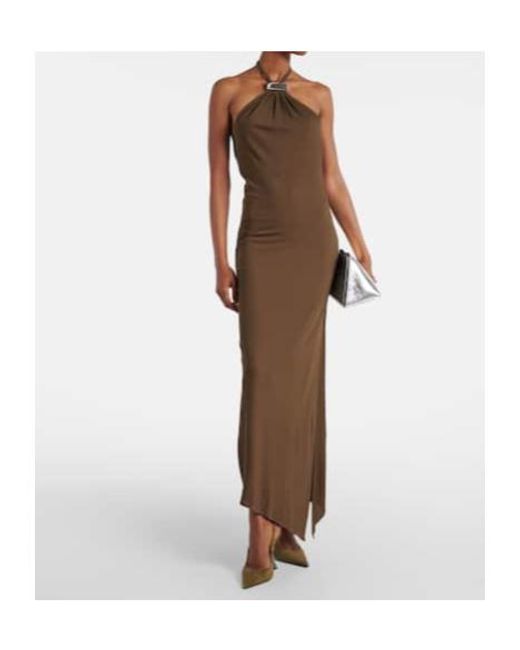 The Attico Brown Halterneck Open-Back Midi Dress