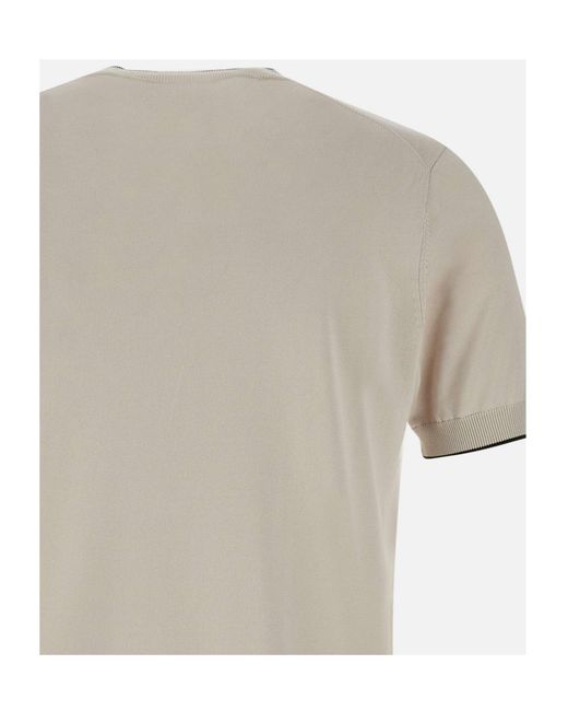 Kangra Cashmere Gray Kangra Contrast Trim Short Sleeve Knitted Top for men