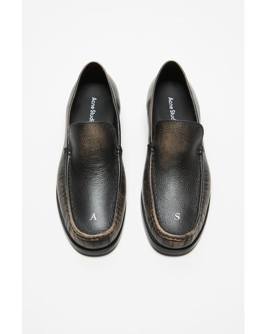 Acne Black Stitched Slip-On Loafers for men