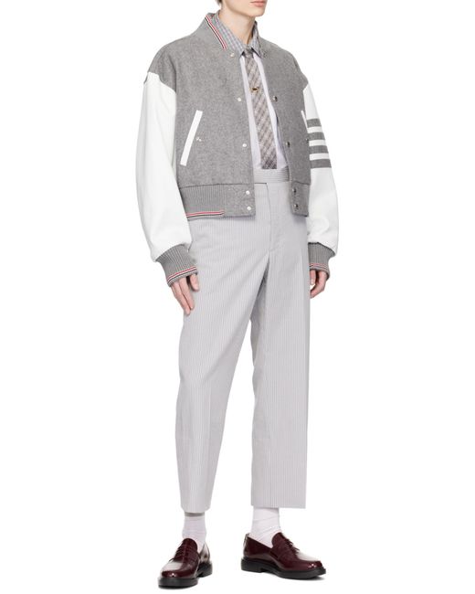Thom Browne White Logo Patch Panelled Shirt for men