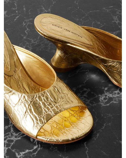 Dries Van Noten Natural Curved Wedge Mules