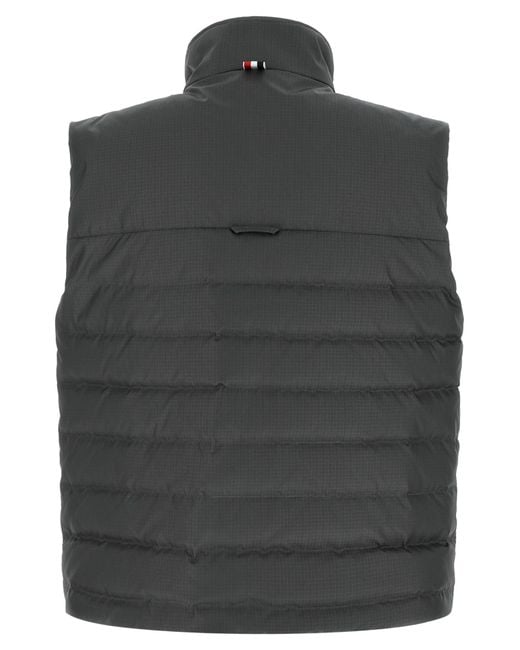 Thom Browne Black Shiny Ripstop Lightweight Down 4-Bar Vest for men