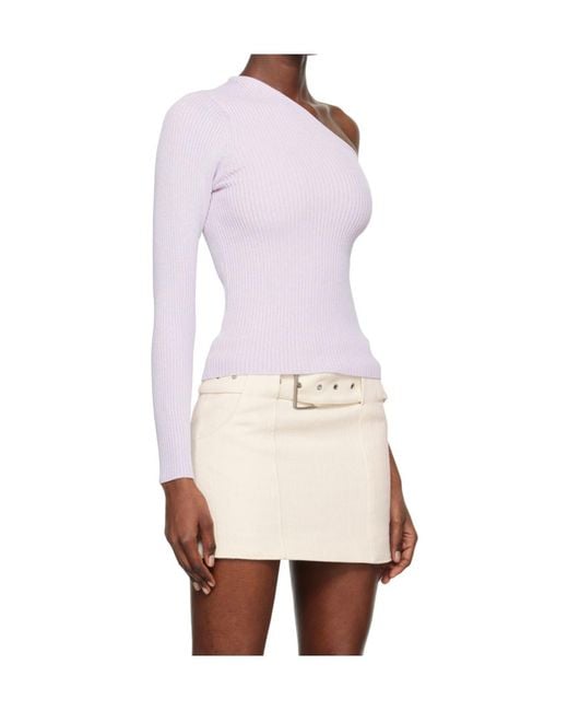 REMAIN Birger White One-Shoulder Long-Sleeve T-Shirt