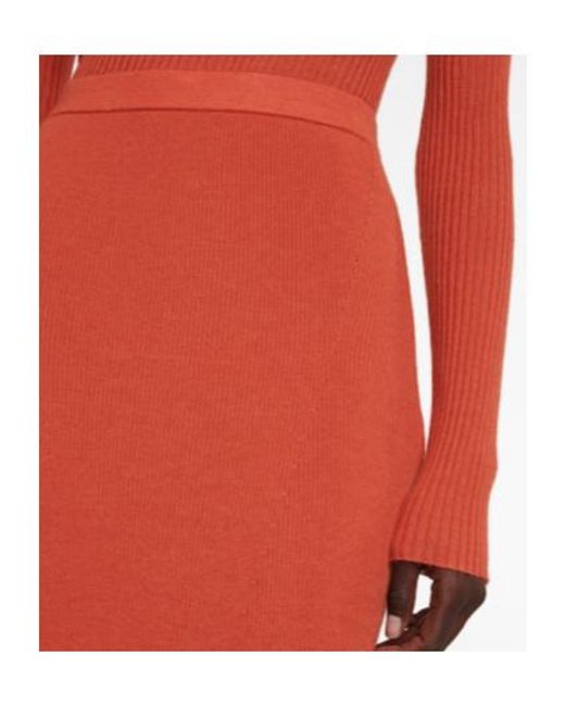 Gabriela Hearst Red Epper Ribbed Knit High-Waisted Midi Skirt