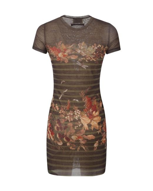 Jean Paul Gaultier Brown Short-Sleeved Dress