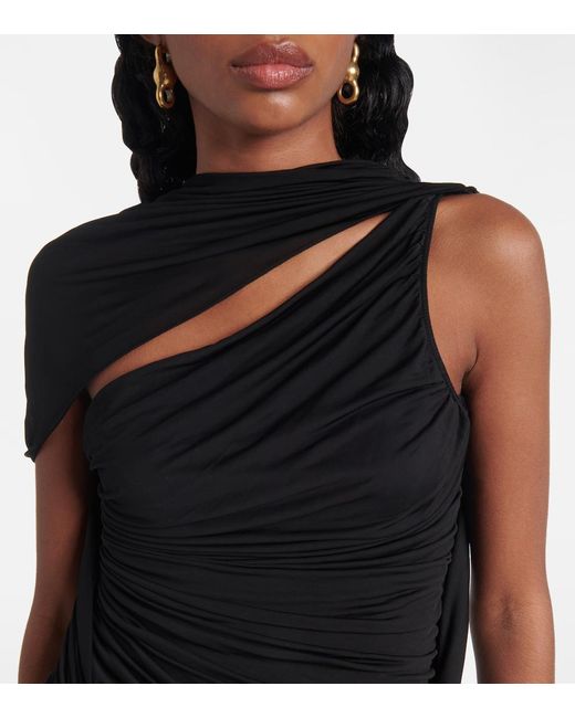 Mugler Black Draped Back Knit Dress