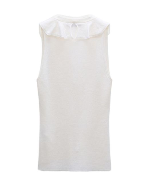 Dorothee Schumacher White Lace Front Sleeveless Knit Top
