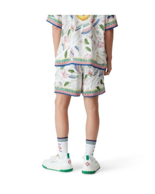 Casablanca Green Graphic Printed Drawstring Bermuda Shorts for men
