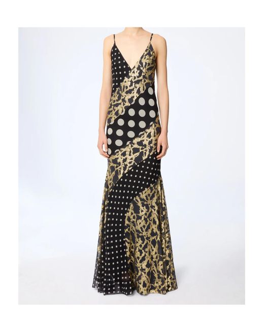 Nina Ricci Multicolor Polka Dot-Pattern Marbled Silk Maxi Dress
