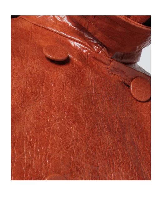 ANDAMANE Red Tan Leather-Effect Belted Jacket