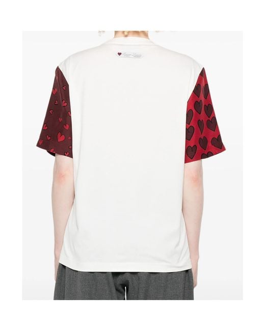 Lanvin Red Heart-Print Short-Sleeve T-Shirt