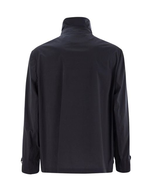 Brunello Cucinelli Blue High-Neck Long-Sleeved Jacket for men