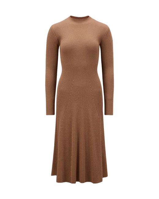 Moncler Brown Logo Patch Ribbed Dress