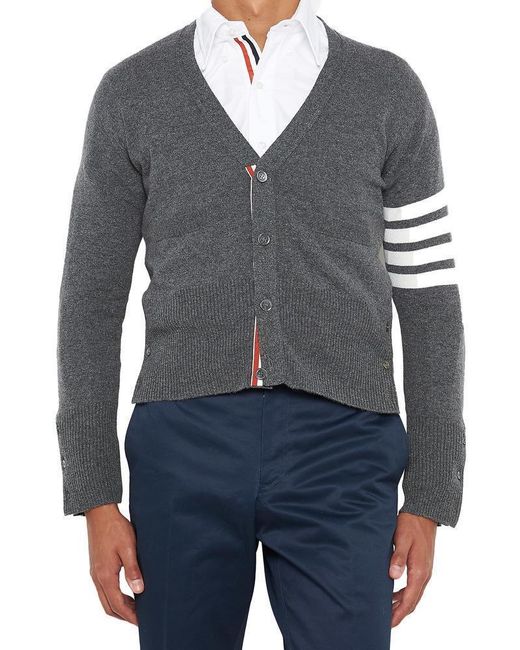 Thom Browne Blue Bar Stripe Cardigan for men