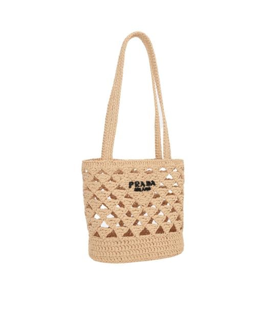 Prada Metallic Woven Fabric Crochet Tote Bag