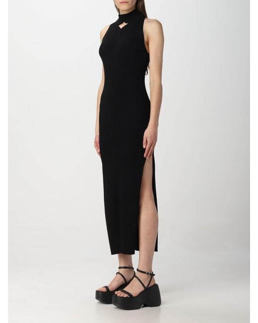 Courreges Black Courrèges Col Diamanterai Ribbed Dress