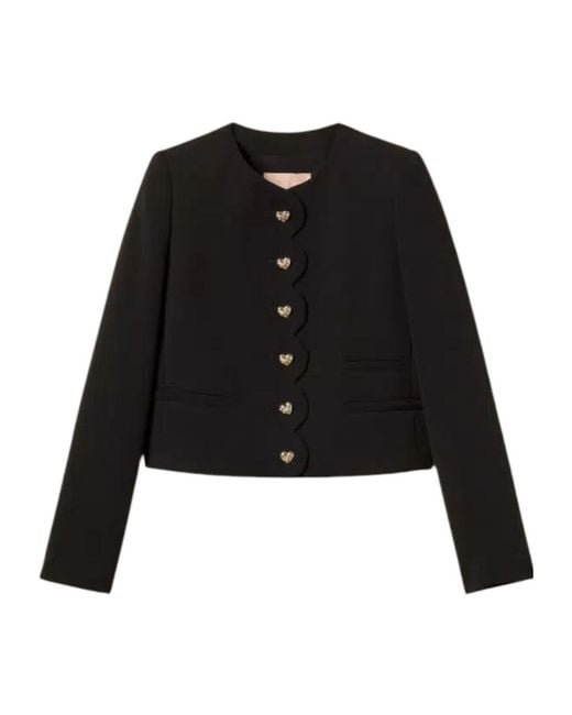 Twinset Black Button-Front Long-Sleeve Casual Jacket