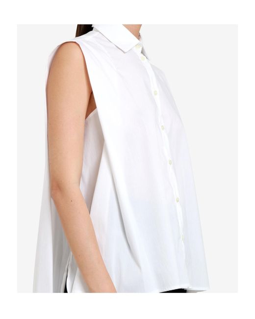 Semicouture White Button-Down Sleeveless Shirt