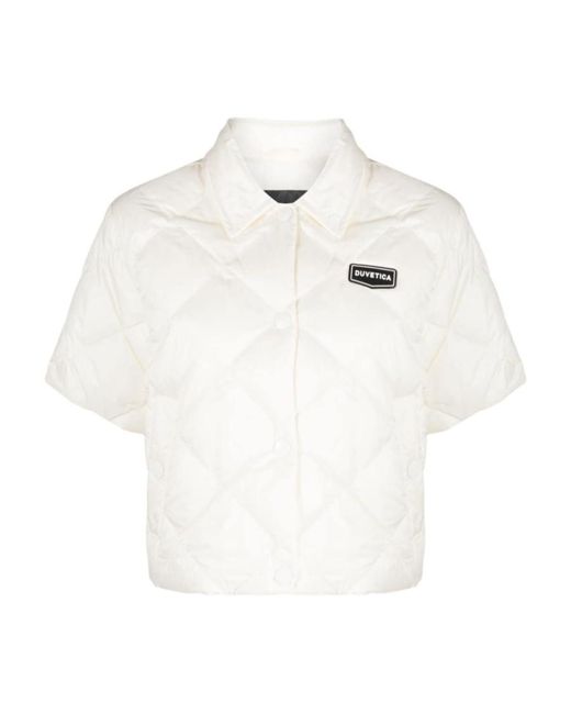 Duvetica White Logo-Patch Quilted Jacket