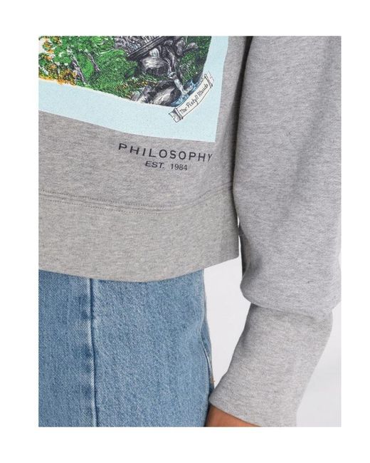 Philosophy Di Lorenzo Serafini Gray Illustration-Print Cotton Sweatshirt