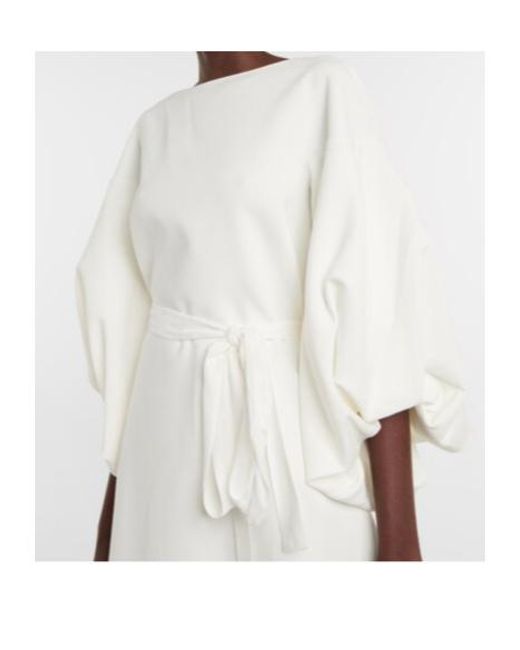 Roksanda White Bridal Puff-Shoulder Crêpe Minidress