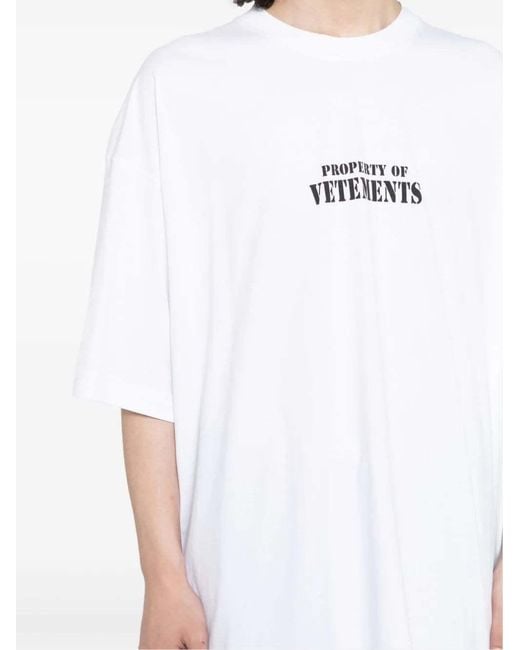 Vetements White Logo-Print Cotton T-Shirt for men